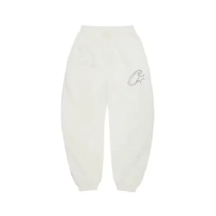 Corteiz Satin C Star Appliqué Joggers Off White